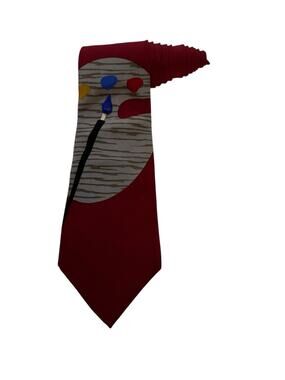 Vicky Davis Tie Art Paint Palette Paint Brush Vintage Novelty Necktie 100% Silk